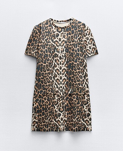 m Beden Zara leopar elbise