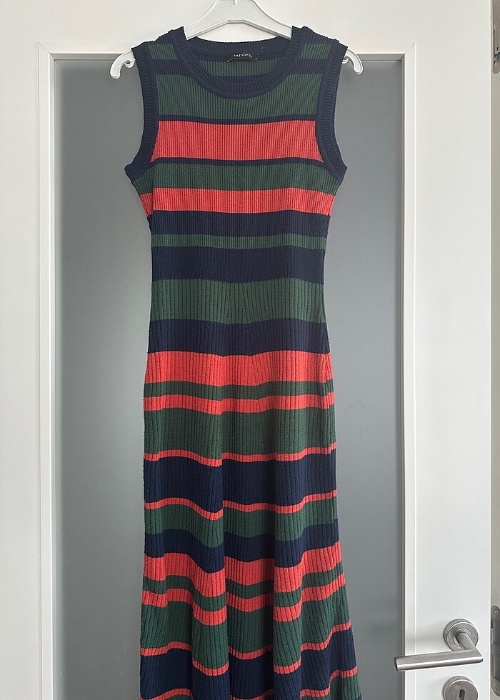 Milla çizgili triko elbise - Görsel 3