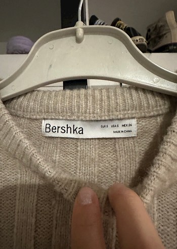 Bej Örgü Uzun Kollu Kadın Kazak bershka - Görsel 2