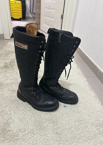 Kadın Siyah Biker Dizüstü Botlar - Görsel 2