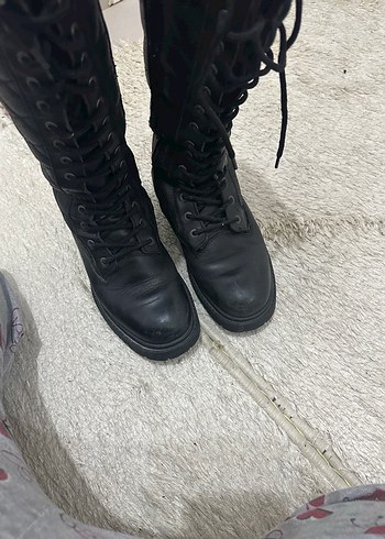 Kadın Siyah Biker Dizüstü Botlar - Görsel 4