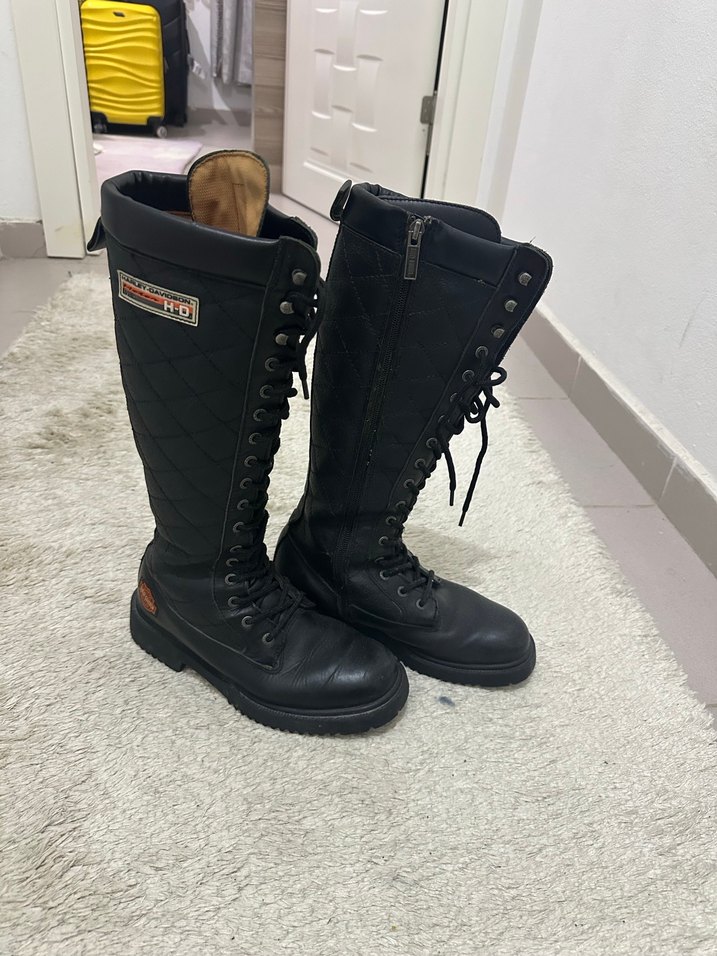 Kadın Siyah Biker Dizüstü Botlar - Görsel 2