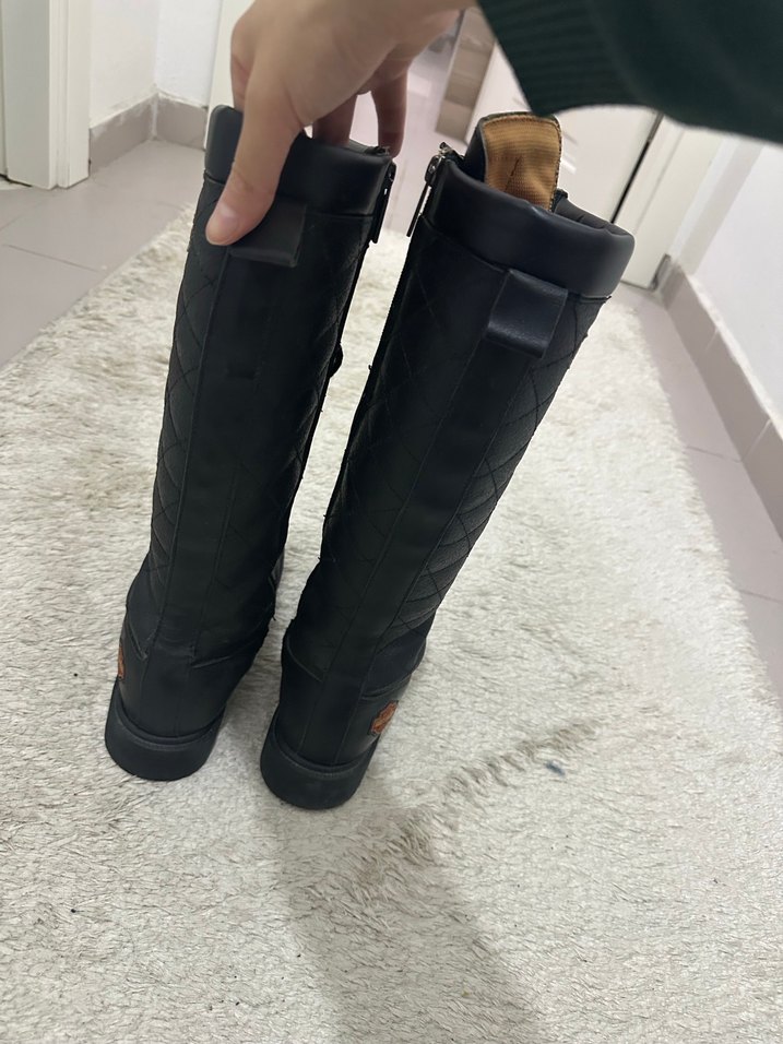 Kadın Siyah Biker Dizüstü Botlar - Görsel 5