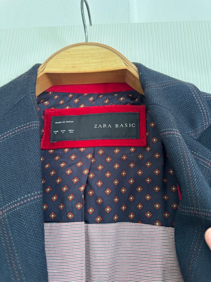 Kadın Gri Ekose Düğmeli Ofis Blazeri - Görsel 3