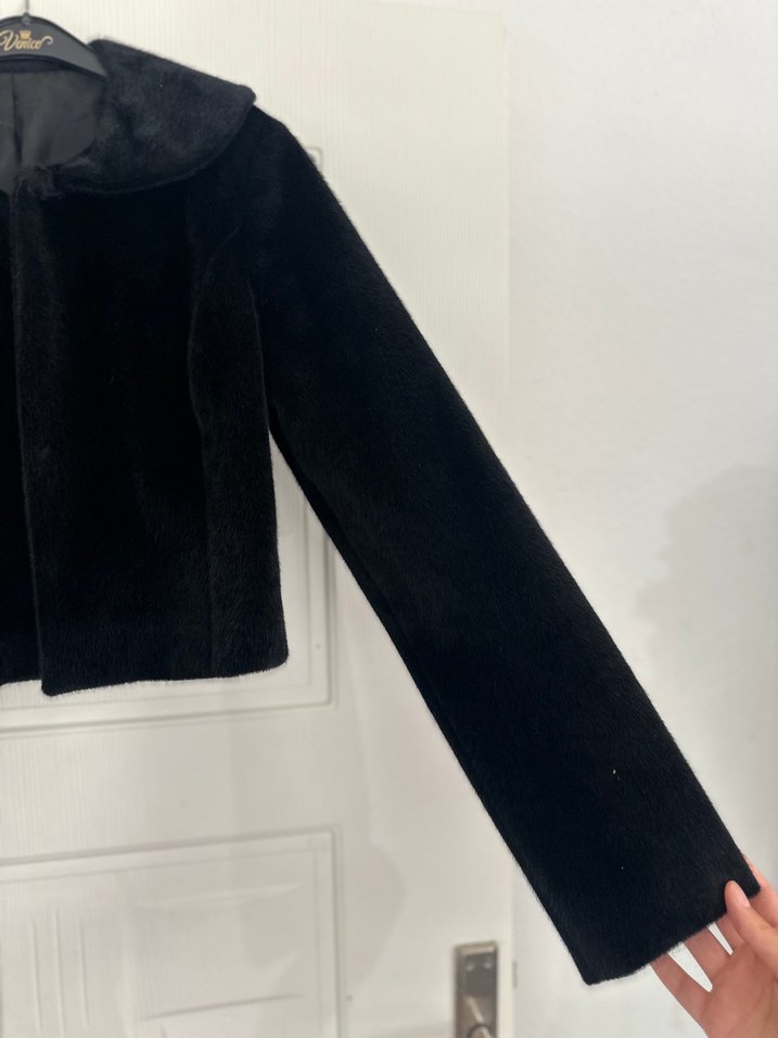 Düğmeli Siyah Süet Kadın Ceket - Görsel 4