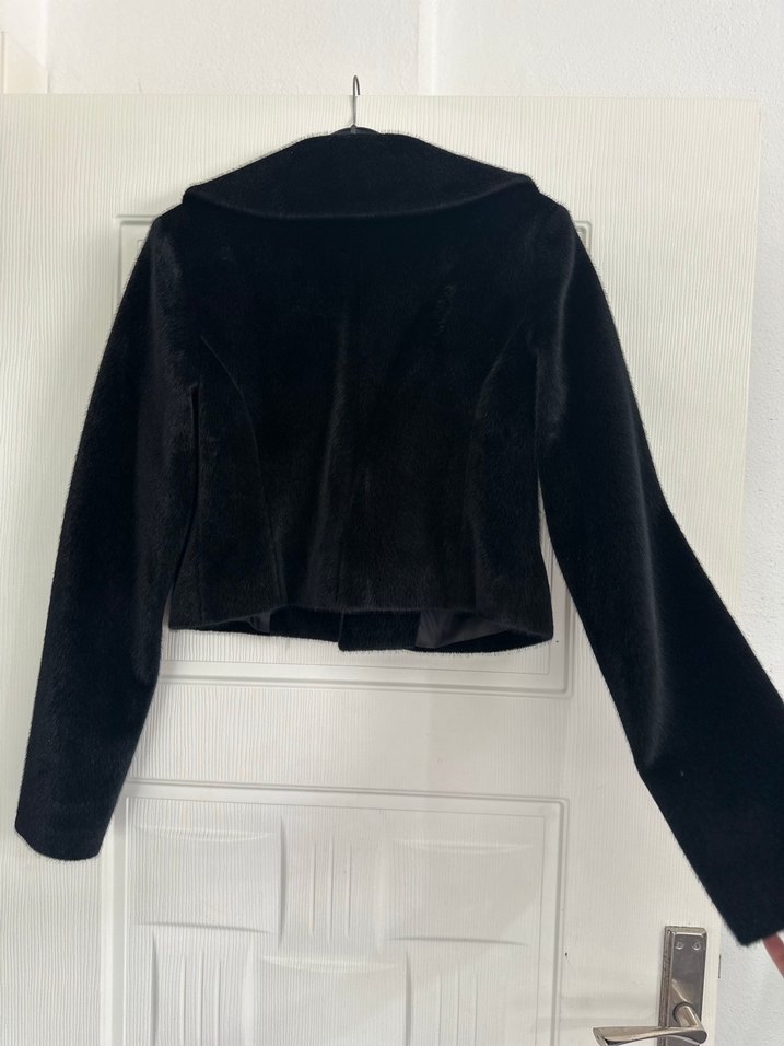 Düğmeli Siyah Süet Kadın Ceket - Görsel 5