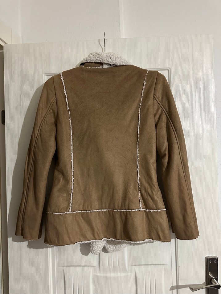 kürklü kadın süet kaban - Görsel 3