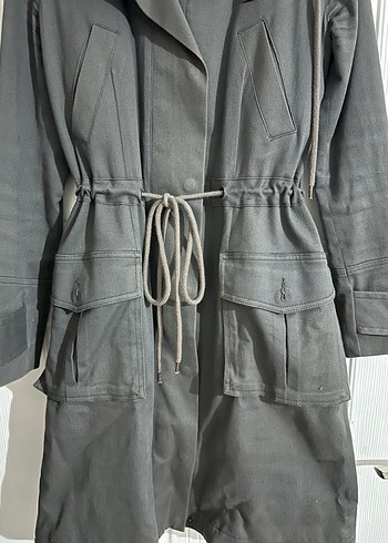 Siyah Kadın Kuşaklı Uzun Trençkot - Görsel 4