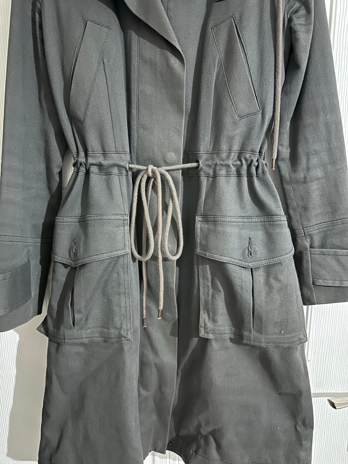 Siyah Kadın Kuşaklı Uzun Trençkot - Görsel 4