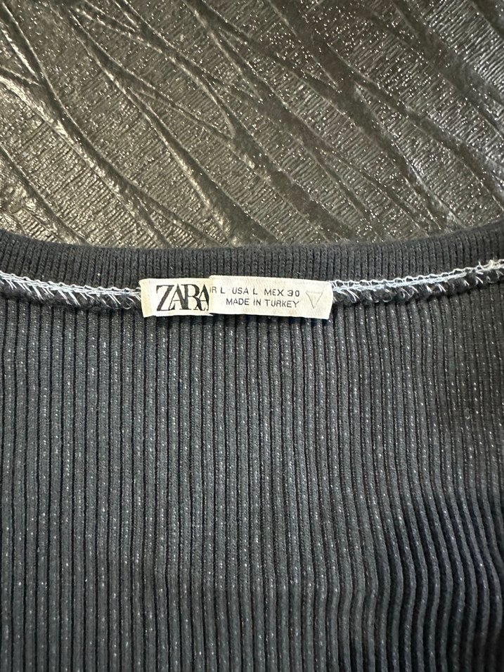 Düğmeli Gri Denim Crop Top - Görsel 2