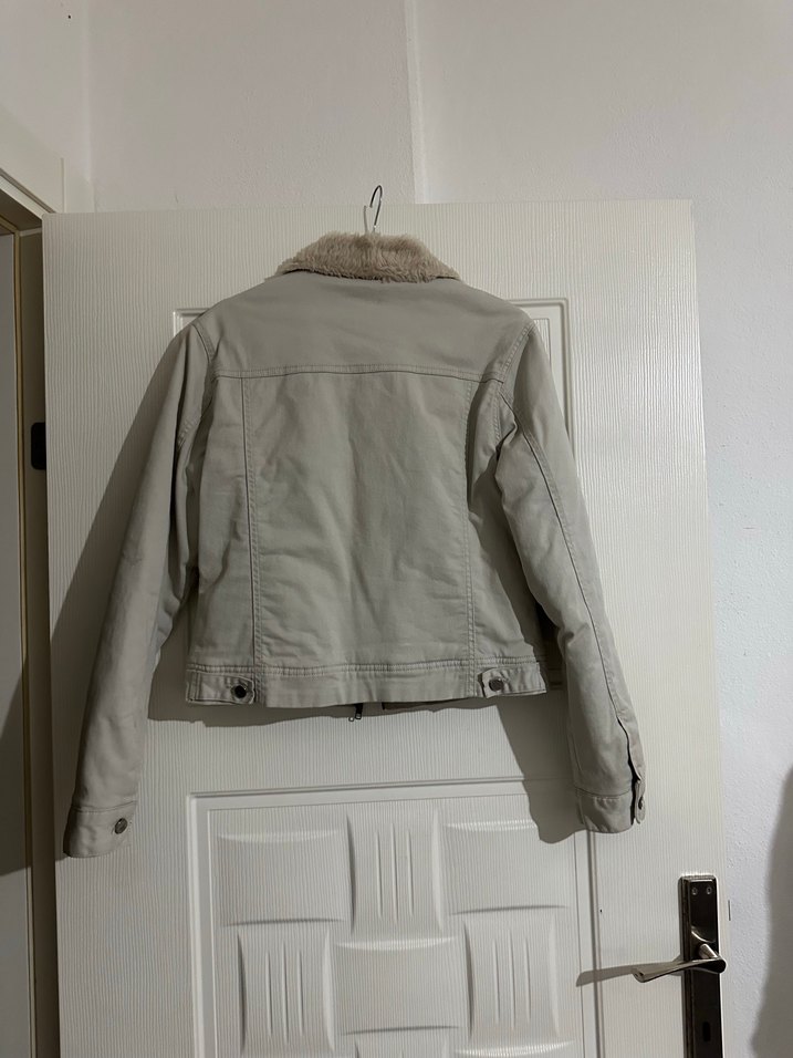 Kürklü Bej Süet Kadın Ceket pilot ceketi - Görsel 2