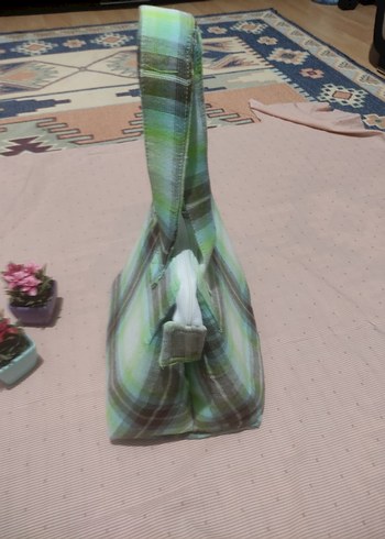 Yeşil Bağlama Desenli Fermuarlı Kadın Çanta - Görsel 11