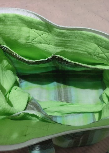 Yeşil Bağlama Desenli Fermuarlı Kadın Çanta - Görsel 5