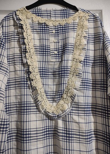 Dantel Detaylı Uzun Ekose Elbise - Görsel 3