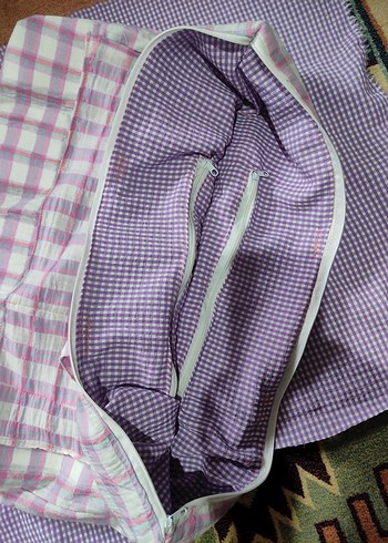 Pembe Ekose Fermuarlı Kadın Çanta - Görsel 3