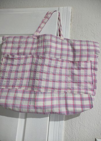 Pembe Ekose Fermuarlı Kadın Çanta - Görsel 2