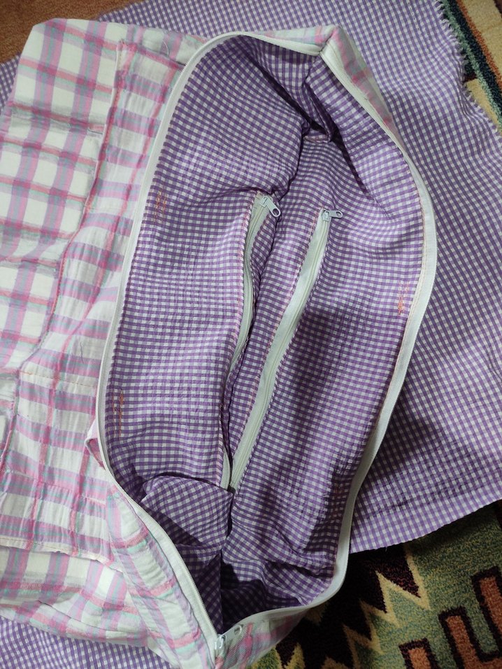 Pembe Ekose Fermuarlı Kadın Çanta - Görsel 3