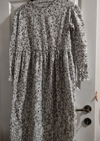 Kız Çocuk Gri Beyaz Dantelli Kısa Kollu Elbise - Görsel 11