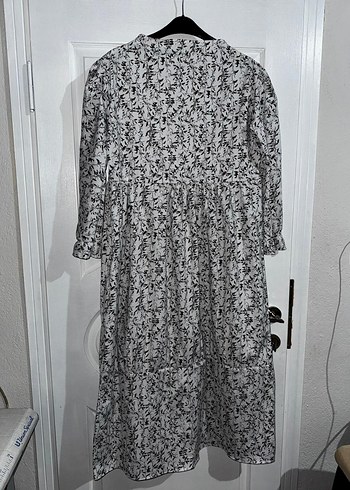 Kız Çocuk Gri Beyaz Dantelli Kısa Kollu Elbise - Görsel 6