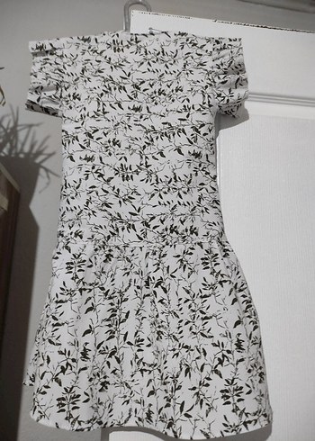 Kız Çocuk Gri Beyaz Dantelli Kısa Kollu Elbise - Görsel 12