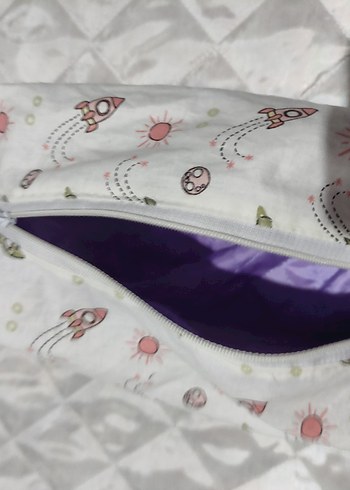 Beyaz Baskılı Kadın Makyaj Çantası - Görsel 11