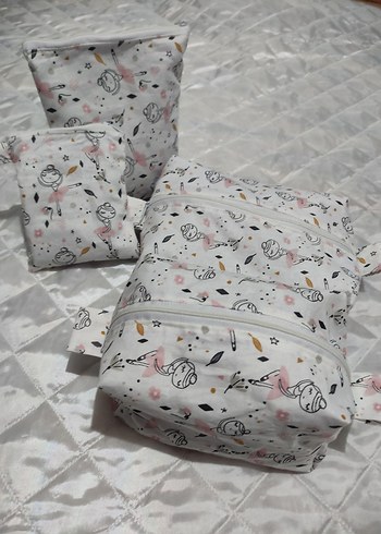 Beyaz Baskılı Kadın Makyaj Çantası - Görsel 13