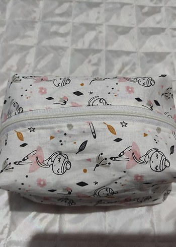 Beyaz Baskılı Kadın Makyaj Çantası - Görsel 8