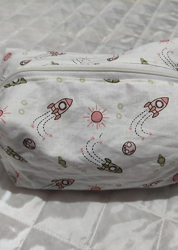Beyaz Baskılı Kadın Makyaj Çantası - Görsel 6