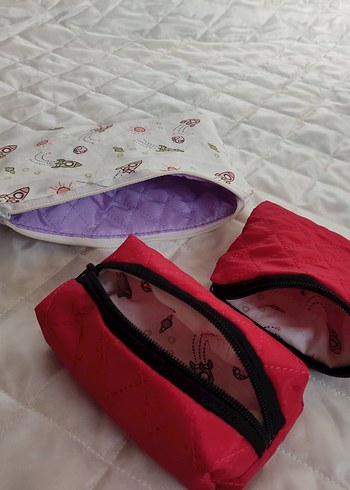 Renkli Baskılı Fermuarlı Kadın Makyaj Çantası - Görsel 8