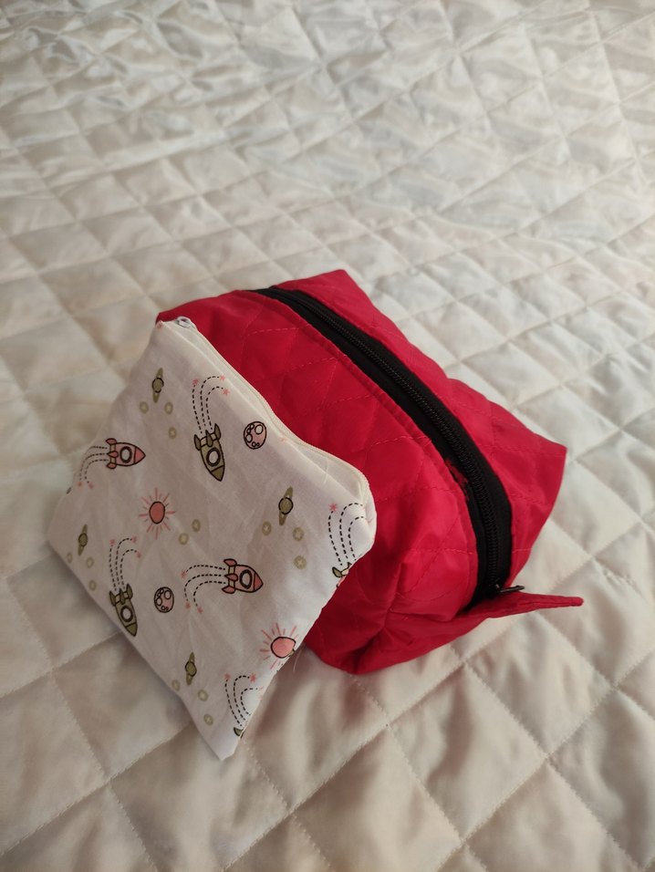 Renkli Baskılı Fermuarlı Kadın Makyaj Çantası - Görsel 5