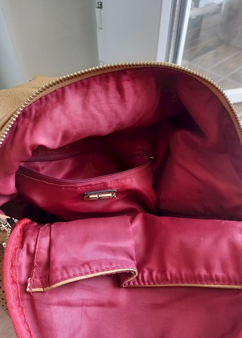 Getcho Marka Koyu bej Deri Sırt Çantası, Tokalı, Vintage - Görsel 6