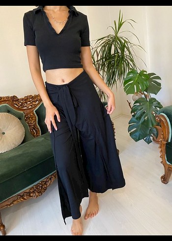 Pull and Bear Siyah Salaş Uzun Kadın Pantolon