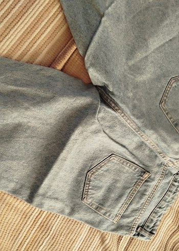 32 Beden Düğmeli Gri Midi Boy Kadın Jean