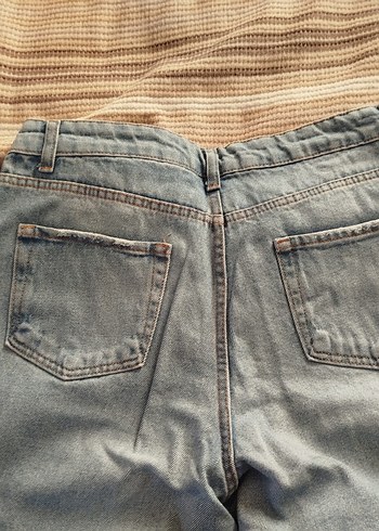 32 Beden mavi Renk Düğmeli Gri Midi Boy Kadın Jean