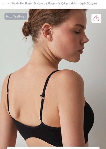 Siyah Nu Basic Dolgusuz Balensiz Kaplı Sütyen - Görsel 3