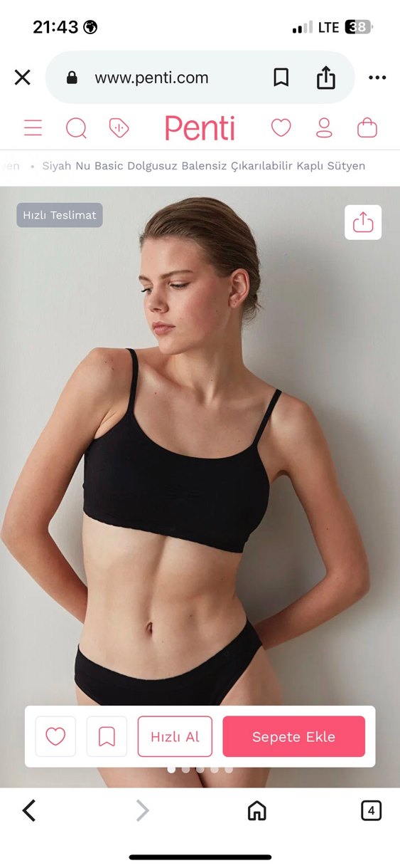 Siyah Nu Basic Dolgusuz Balensiz Kaplı Sütyen - Görsel 2