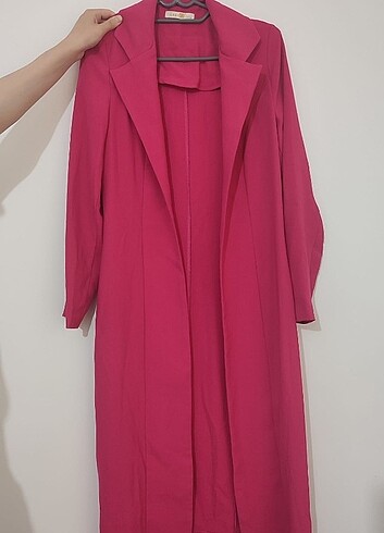 Pembe uzun blazer ceket