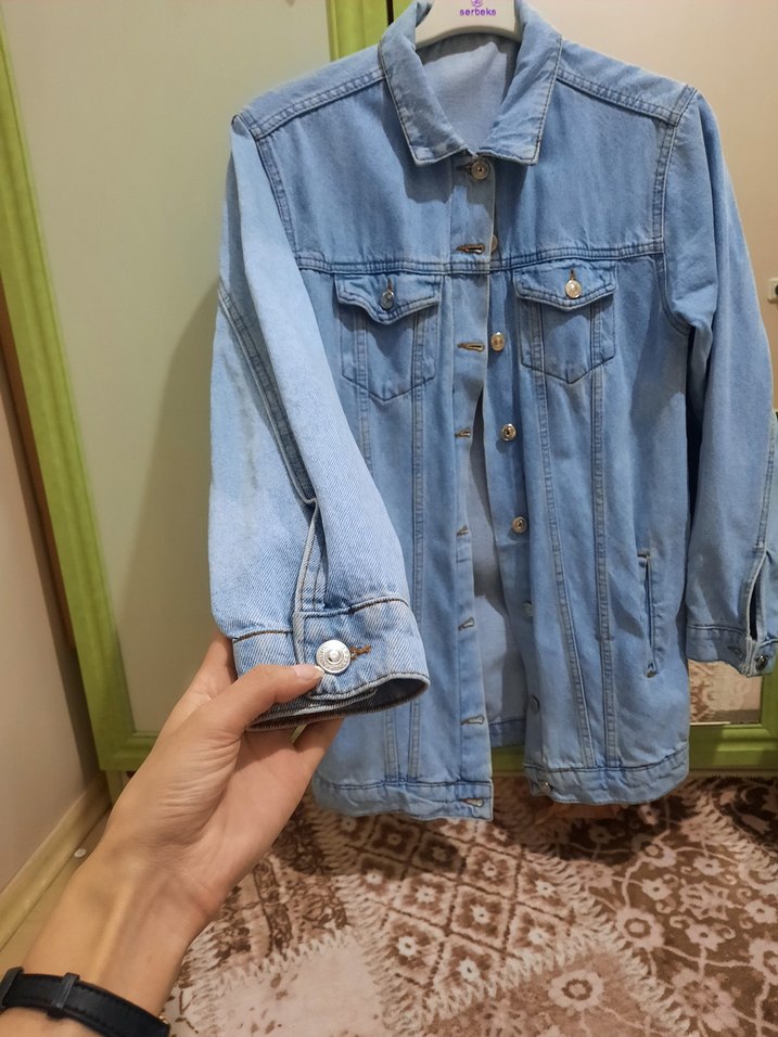 Kadın Denim Ceket, Salaş ve Midi Boy - Görsel 5