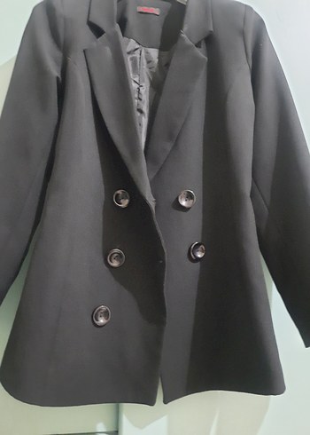 Düğmeli Siyah Kadın Blazer Ceket - Görsel 2