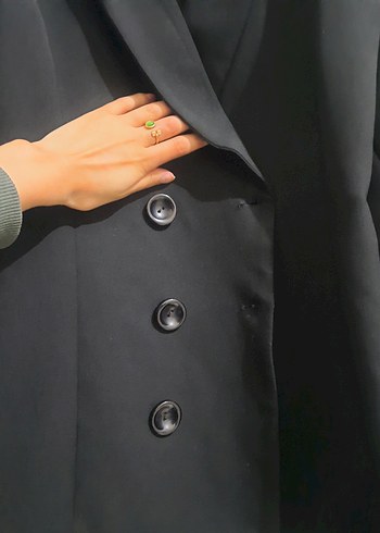Düğmeli Siyah Kadın Blazer Ceket - Görsel 3
