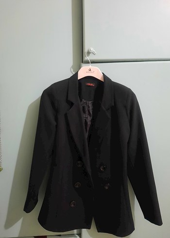 Düğmeli Siyah Kadın Blazer Ceket - Görsel 8