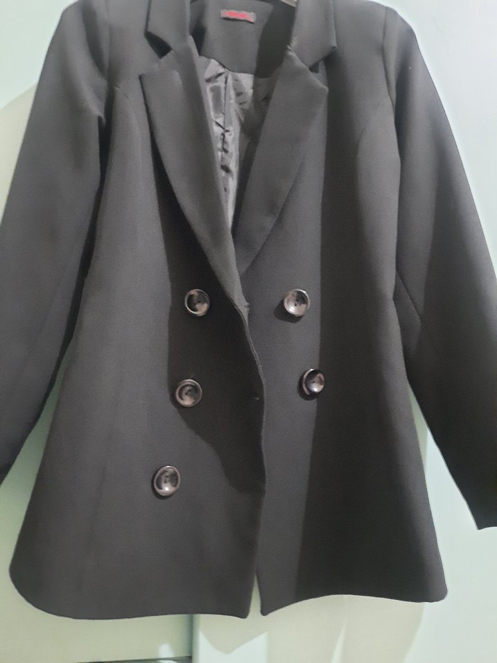 Düğmeli Siyah Kadın Blazer Ceket - Görsel 2