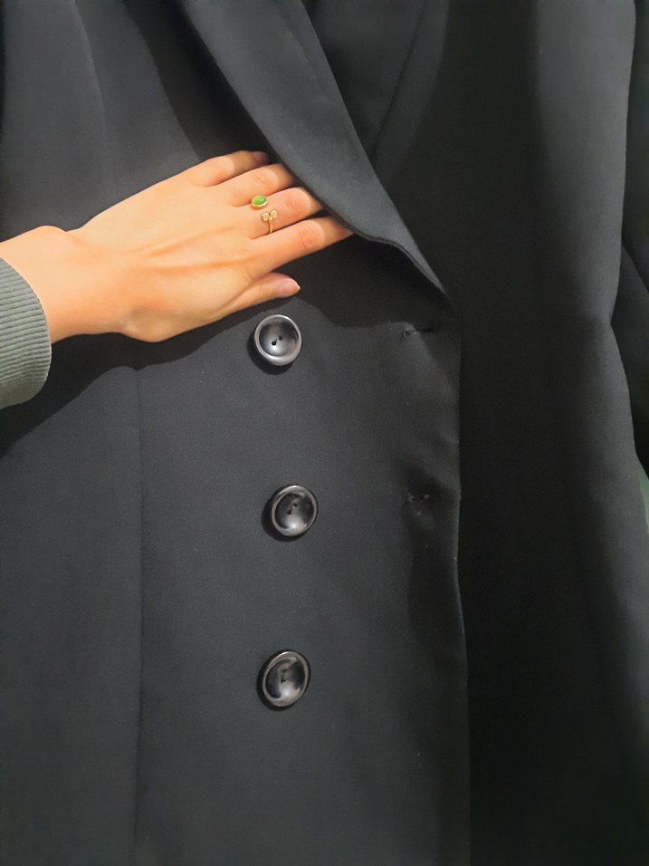 Düğmeli Siyah Kadın Blazer Ceket - Görsel 3