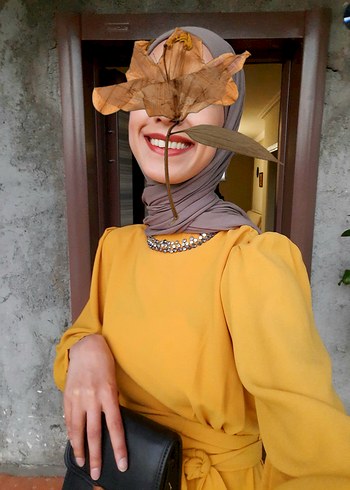 Hardal sarısı Payetli Kadın Bluz, Uzun Kollu, Salaş - Görsel 3