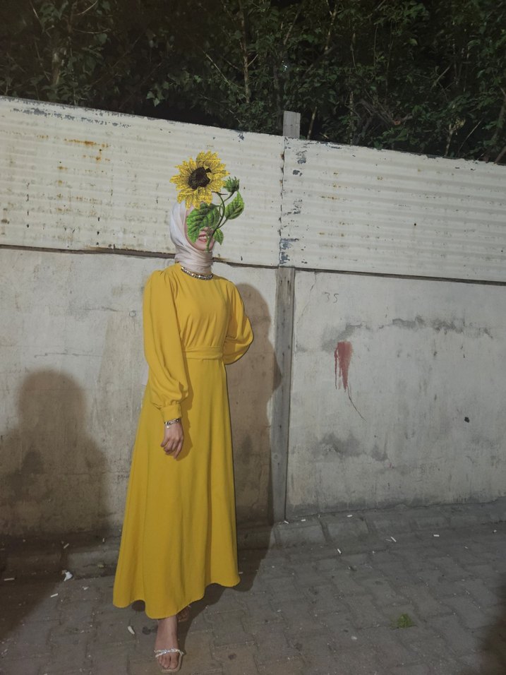 Hardal sarısı Payetli Kadın Bluz, Uzun Kollu, Salaş - Görsel 2