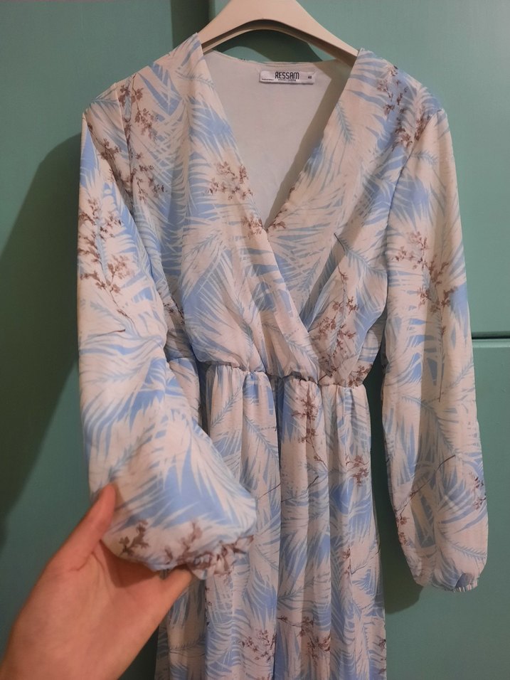 Mavi Bohem V Yakalı Hamile Bluzu - Görsel 3