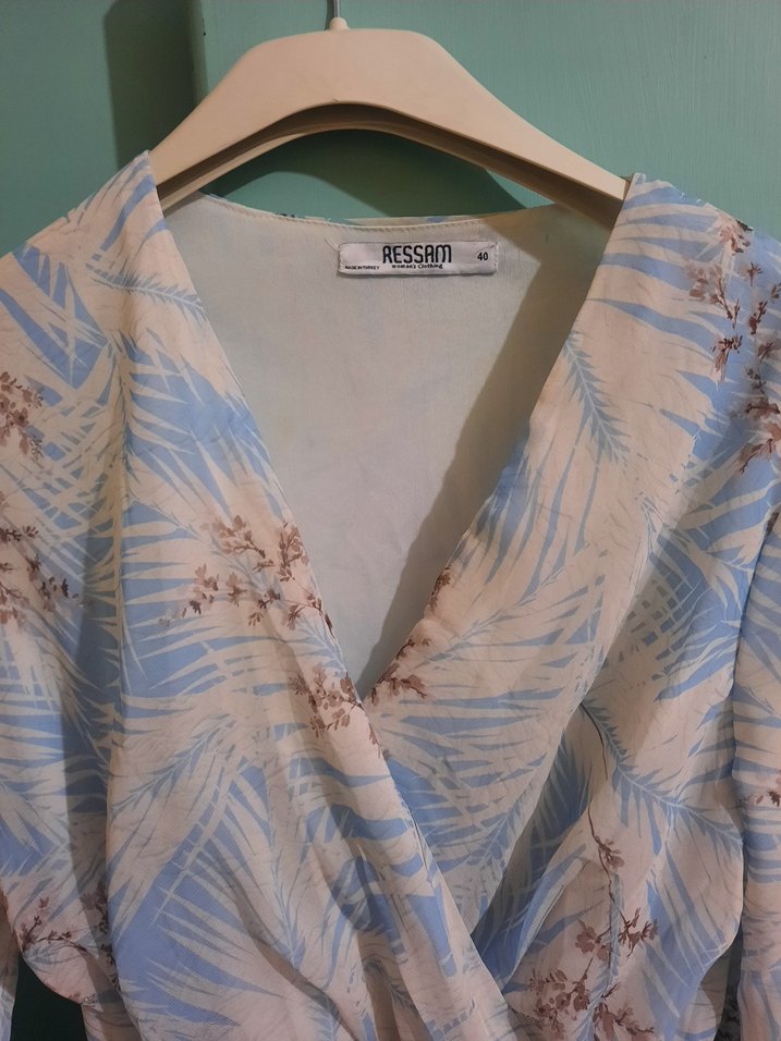 Mavi Bohem V Yakalı Hamile Bluzu - Görsel 4