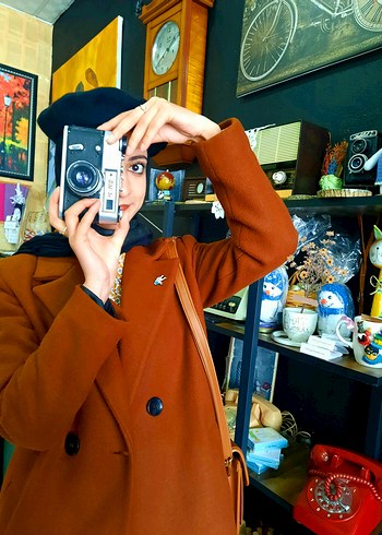 Kiremit renkli Midi Kadın Kaban - Görsel 3