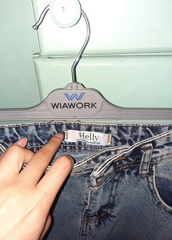 buz mavisi Uzun Kot Etek Kemerli - Görsel 5