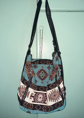 Otantik Turkuaz Bohem Kadın Çanta - Görsel 2